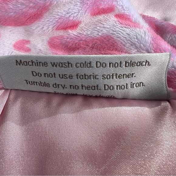 Minky Couture Pink Cheetah Plush Lovey Security Blanket Burp Cloth Satin Trim - Picture 7 of 8